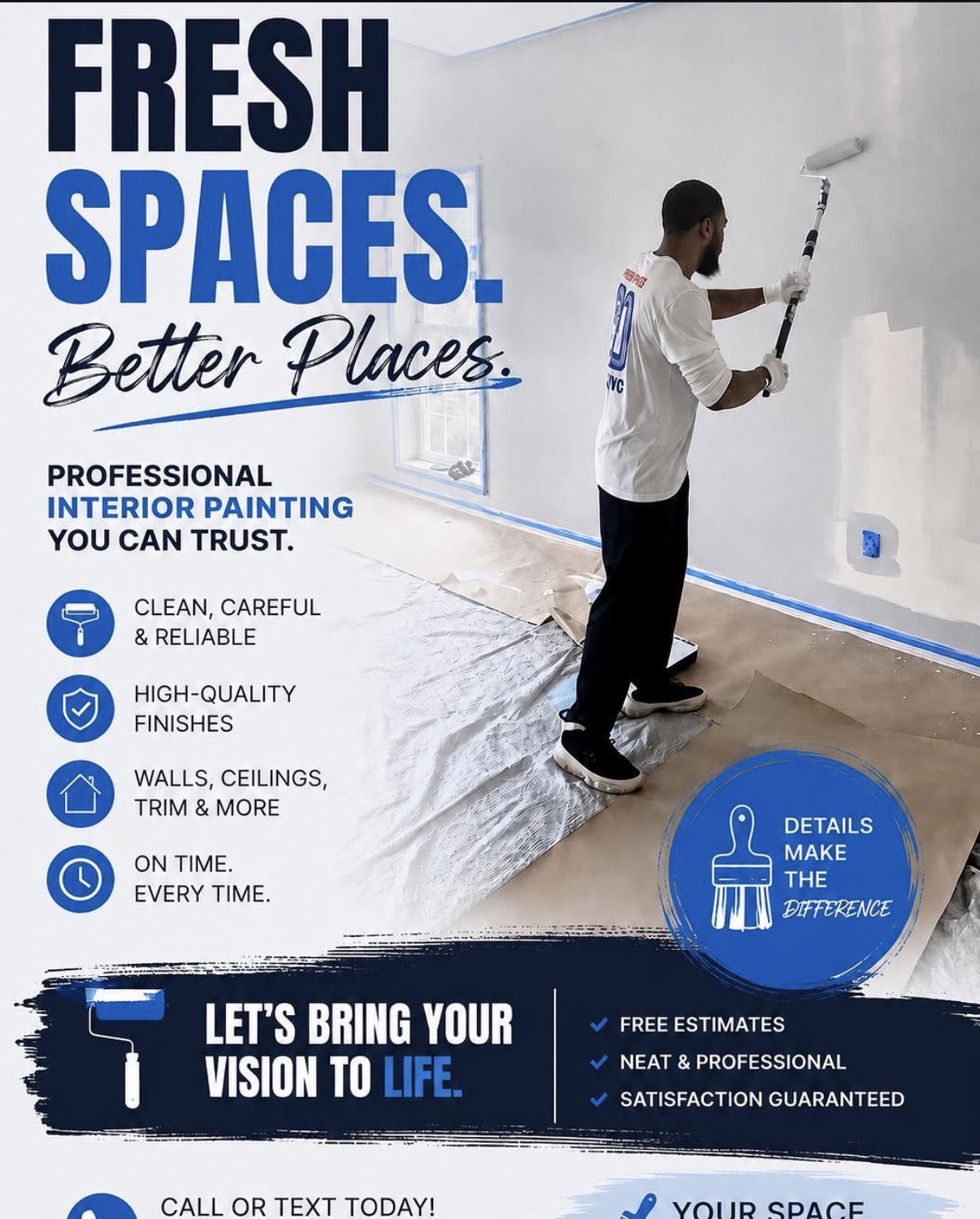 Trent's Fresh Spaces — professional interior painting poster